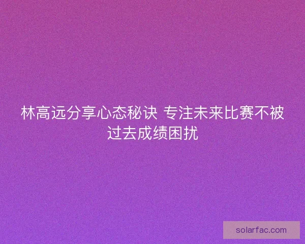 林高远分享心态秘诀 专注未来比赛不被过去成绩困扰 林高远分享心态秘诀 专注未来比赛不被过去成绩困扰