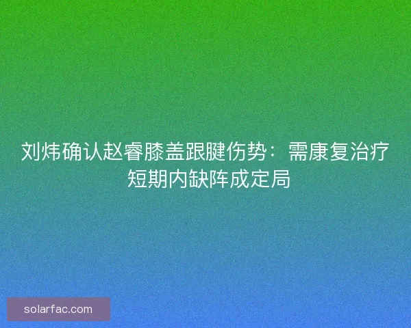 刘炜确认赵睿膝盖跟腱伤势：需康复治疗 短期内缺阵成定局