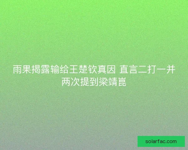 雨果揭露输给王楚钦真因 直言二打一并两次提到梁靖崑